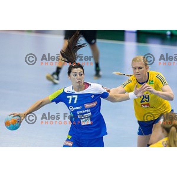 Maja Son in action during Handballl match Slovenia - Sweden, EHF Euro 2014 qualifying, Kodeljevo, Ljubljana, Slovenia, 11.06.2014