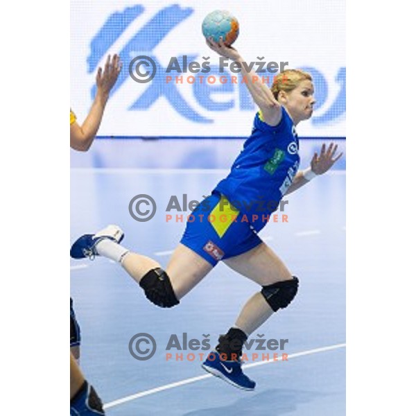 Neza Mitrusevska in action during Handballl match Slovenia - Sweden, EHF Euro 2014 qualifying, Kodeljevo, Ljubljana, Slovenia, 11.06.2014