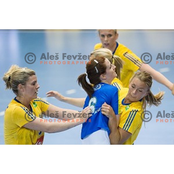 Ana Gros in action during Handballl match Slovenia - Sweden, EHF Euro 2014 qualifying, Kodeljevo, Ljubljana, Slovenia, 11.06.2014