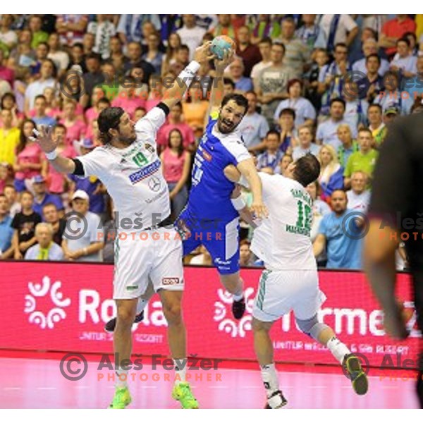 of Slovenia in action at qualification match for Qatar 2015 World Handball Championships between Slovenia and Hungary, played in Red Hall, Velenje on June 15, 2014