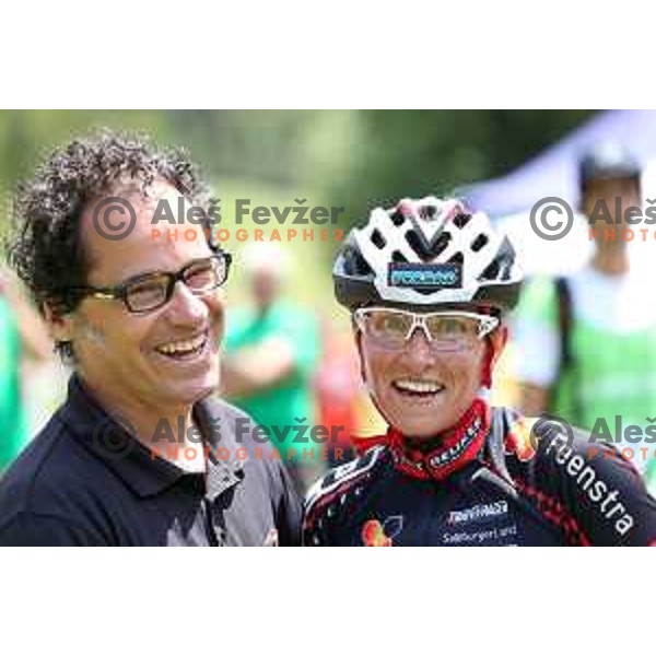 Coach Robert Pintaric and Blaza Klemencic at Slovenian cross-country National Championships in Zavrsnica, Jesenice on June 21, 2014