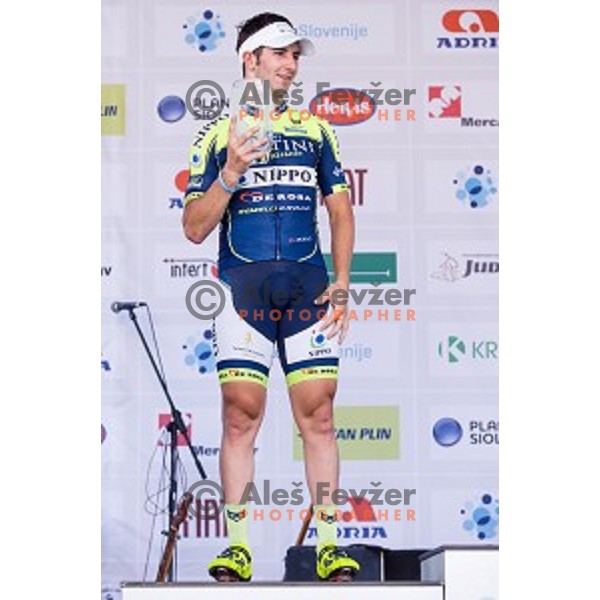 Eduard Grosu at finish of stage 4 of Tour de Slovenie, Novo Mesto, Slovenia, 22.06.2014