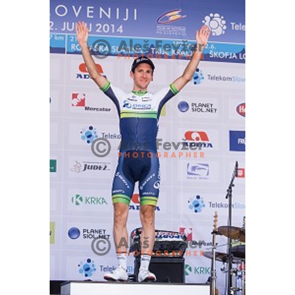 Simon Yates at finish of stage 4 of Tour de Slovenie, Novo Mesto, Slovenia, 22.06.2014