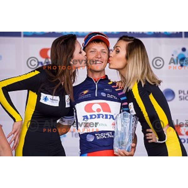 Klemen Stimulak at finish of stage 4 of Tour de Slovenie, Novo Mesto, Slovenia, 22.06.2014
