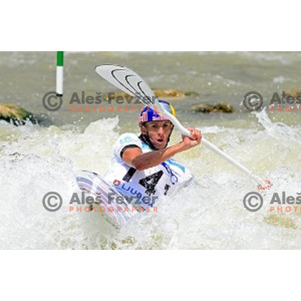  in action during Final of 2014 ICF Canoe Slalom World Cup Race in Tacen, Slovenia on June 15, 2014