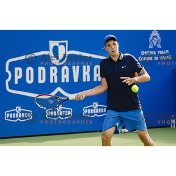 Aljaz Jakob Kaplja of Slovenia in action during first round of Tilia Slovenia Open-ATP Challenger Tour, played in SRC Marina, Portoroz, Slovenia, on July 8, 2014