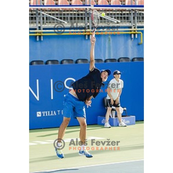 Aljaz Jakob Kaplja of Slovenia in action during first round of Tilia Slovenia Open-ATP Challenger Tour, played in SRC Marina, Portoroz, Slovenia, on July 8, 2014
