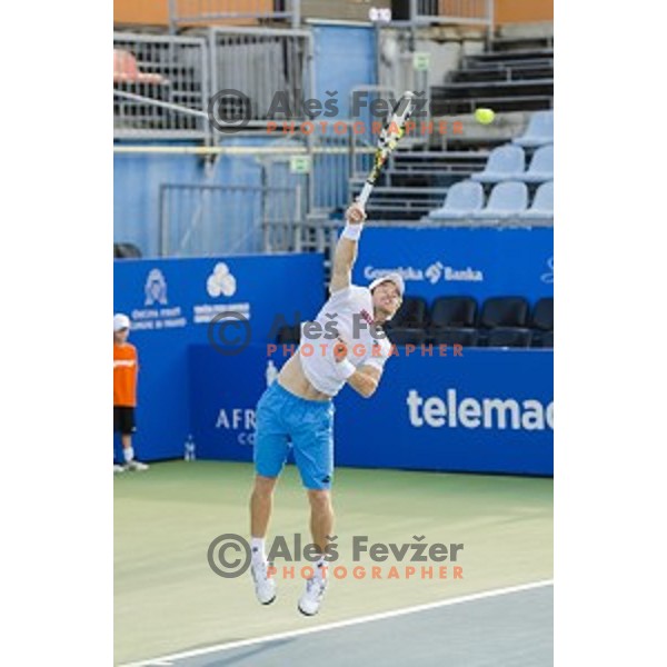 Blaz Kavcic of Slovenia in action during first round of Tilia Slovenia Open-ATP Challenger Tour, played in SRC Marina, Portoroz, Slovenia, on July 8, 2014