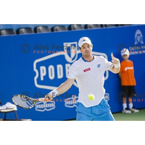 Blaz Kavcic of Slovenia in action during first round of Tilia Slovenia Open-ATP Challenger Tour, played in SRC Marina, Portoroz, Slovenia, on July 8, 2014