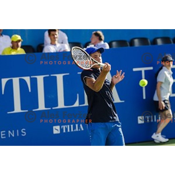 Aljaz Jakob Kaplja of Slovenia in action during first round of Tilia Slovenia Open-ATP Challenger Tour, played in SRC Marina, Portoroz, Slovenia, on July 8, 2014