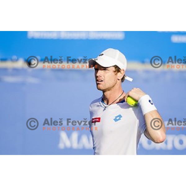 Blaz Kavcic of Slovenia in action during first round of Tilia Slovenia Open-ATP Challenger Tour, played in SRC Marina, Portoroz, Slovenia, on July 8, 2014