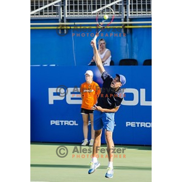 Aljaz Jakob Kaplja of Slovenia in action during first round of Tilia Slovenia Open-ATP Challenger Tour, played in SRC Marina, Portoroz, Slovenia, on July 8, 2014