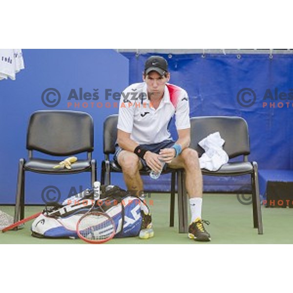 Janez Semrajc of Slovenia in action during first round of Tilia Slovenia Open-ATP Challenger Tour, played in SRC Marina, Portoroz, Slovenia, on July 8, 2014