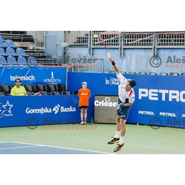 Janez Semrajc of Slovenia in action during first round of Tilia Slovenia Open-ATP Challenger Tour, played in SRC Marina, Portoroz, Slovenia, on July 8, 2014