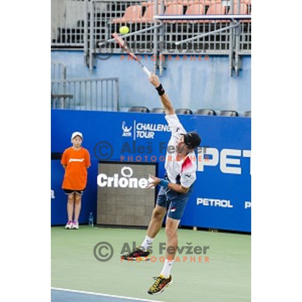 Janez Semrajc of Slovenia in action during first round of Tilia Slovenia Open-ATP Challenger Tour, played in SRC Marina, Portoroz, Slovenia, on July 8, 2014