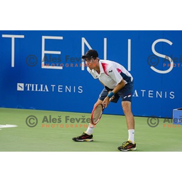 Janez Semrajc of Slovenia in action during first round of Tilia Slovenia Open-ATP Challenger Tour, played in SRC Marina, Portoroz, Slovenia, on July 8, 2014