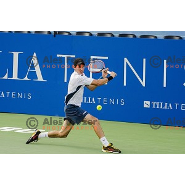 Janez Semrajc of Slovenia in action during first round of Tilia Slovenia Open-ATP Challenger Tour, played in SRC Marina, Portoroz, Slovenia, on July 8, 2014