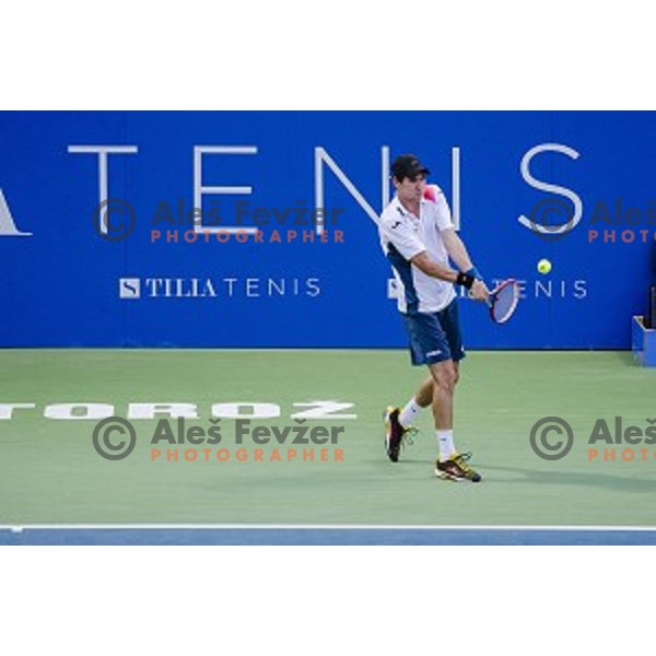 Janez Semrajc of Slovenia in action during first round of Tilia Slovenia Open-ATP Challenger Tour, played in SRC Marina, Portoroz, Slovenia, on July 8, 2014