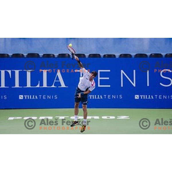 Janez Semrajc of Slovenia in action during first round of Tilia Slovenia Open-ATP Challenger Tour, played in SRC Marina, Portoroz, Slovenia, on July 8, 2014