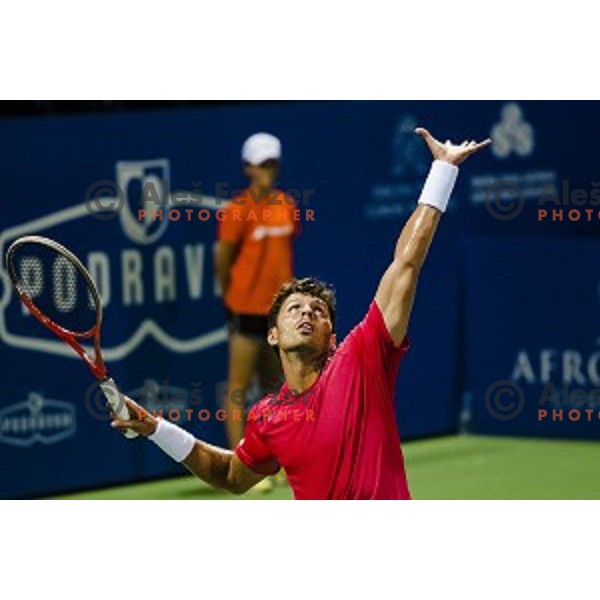 Tomislav Ternar of Slovenia in action during first round of Tilia Slovenia Open-ATP Challenger Tour, played in SRC Marina, Portoroz, Slovenia, on July 8, 2014