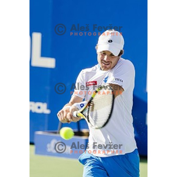 Blaz Kavcic of Slovenia in action during first round of Tilia Slovenia Open-ATP Challenger Tour, played in SRC Marina, Portoroz, Slovenia, on July 8, 2014