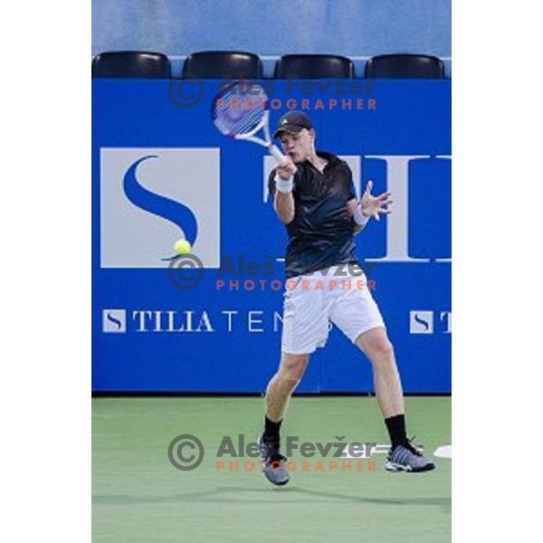 Kyle Edmund of Great Britain in action during first round of Tilia Slovenia Open-ATP Challenger Tour, played in SRC Marina, Portoroz, Slovenia, on July 8, 2014