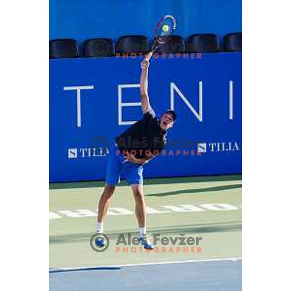 Aljaz Jakob Kapljaof Slovenia in action during first round of Tilia Slovenia Open-ATP Challenger Tour, played in SRC Marina, Portoroz, Slovenia, on July 8, 2014