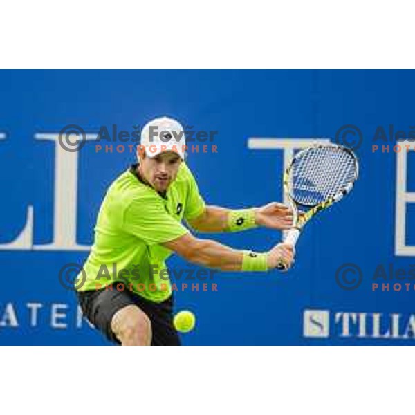 Blaz Kavcic of Slovenia in action during second round of Tilia Slovenia Open-ATP Challenger Tour, played in SRC Marina, Portoroz, Slovenia, on July 10, 2014