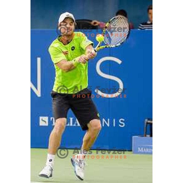 Blaz Kavcic of Slovenia in action during second round of Tilia Slovenia Open-ATP Challenger Tour, played in SRC Marina, Portoroz, Slovenia, on July 10, 2014