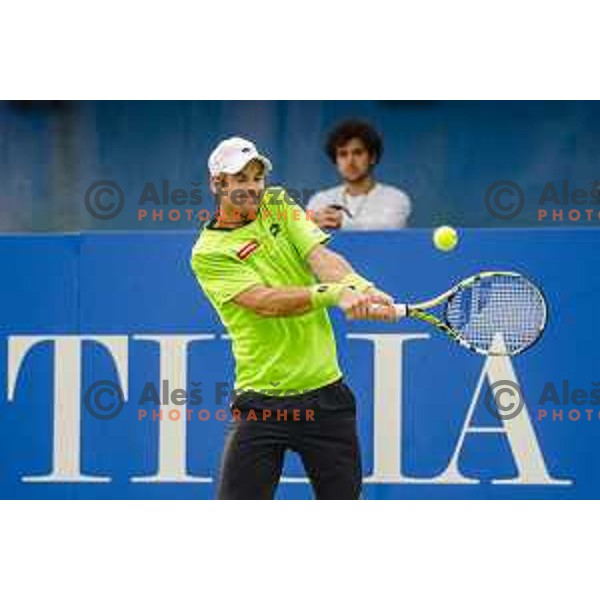 Blaz Kavcic of Slovenia in action during second round of Tilia Slovenia Open-ATP Challenger Tour, played in SRC Marina, Portoroz, Slovenia, on July 10, 2014
