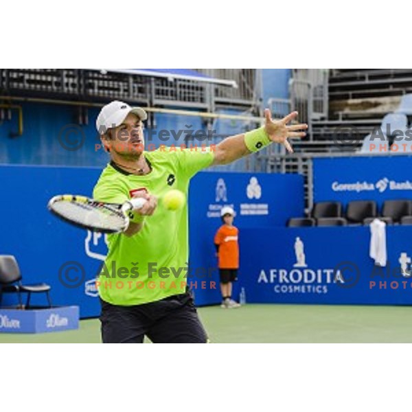 Blaz Kavcic of Slovenia in action during second round of Tilia Slovenia Open-ATP Challenger Tour, played in SRC Marina, Portoroz, Slovenia, on July 10, 2014