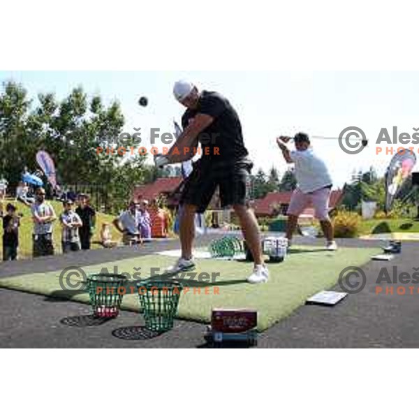 Joe Miller of England, winner of Long Driver European Tour event with 395 yards long tee shot at Arboretum golf Course, Rudnik pri Radomljah, Slovenia on July 5, 2014