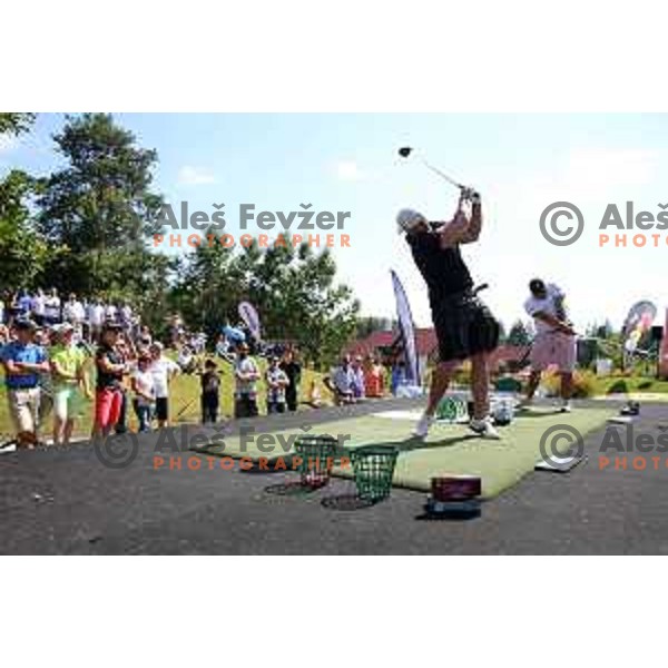 Joe Miller of England, winner of Long Driver European Tour event with 395 yards long tee shot at Arboretum golf Course, Rudnik pri Radomljah, Slovenia on July 5, 2014
