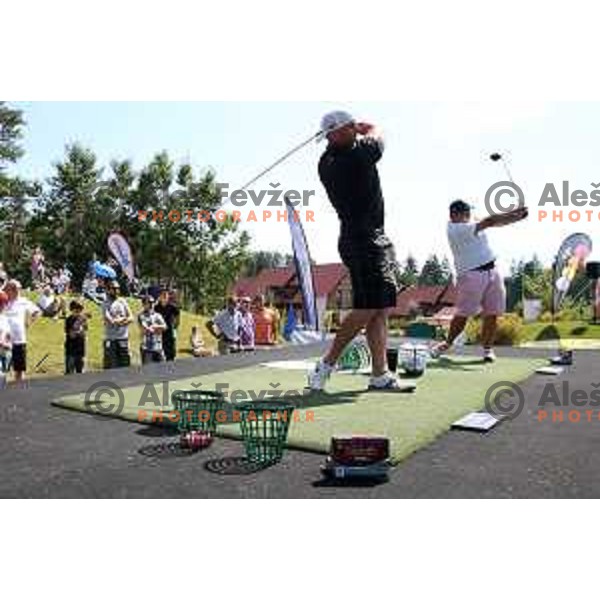 Joe Miller of England, winner of Long Driver European Tour event with 395 yards long tee shot at Arboretum golf Course, Rudnik pri Radomljah, Slovenia on July 5, 2014