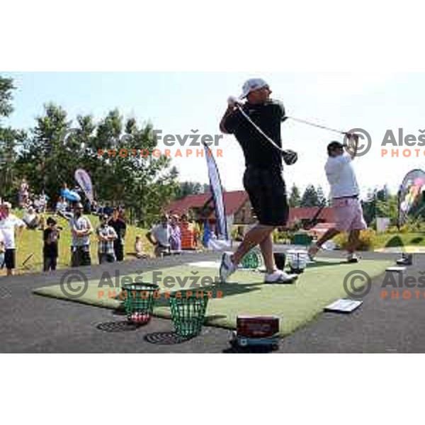 Joe Miller of England, winner of Long Driver European Tour event with 395 yards long tee shot at Arboretum golf Course, Rudnik pri Radomljah, Slovenia on July 5, 2014