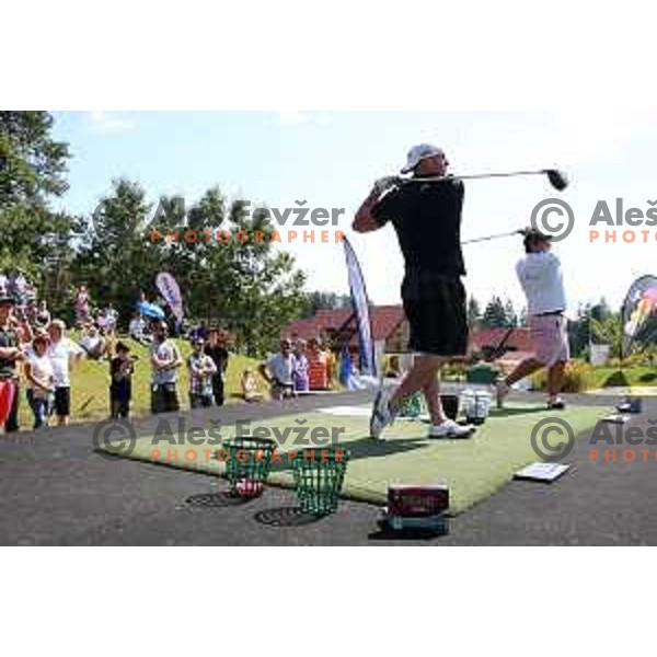 Joe Miller of England, winner of Long Driver European Tour event with 395 yards long tee shot at Arboretum golf Course, Rudnik pri Radomljah, Slovenia on July 5, 2014