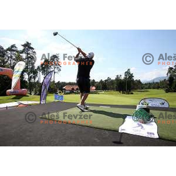 Joe Miller of England, winner of Long Driver European Tour event with 395 yards long tee shot at Arboretum golf Course, Rudnik pri Radomljah, Slovenia on July 5, 2014