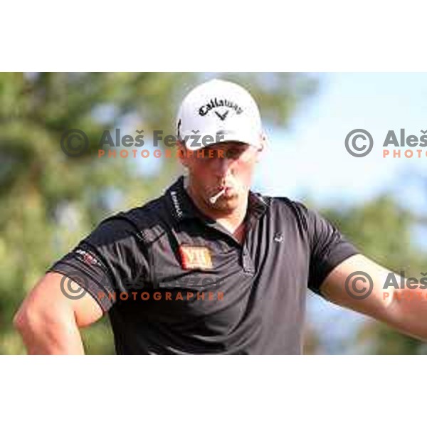 Joe Miller of England, winner of Long Driver European Tour event with 395 yards long tee shot at Arboretum golf Course, Rudnik pri Radomljah, Slovenia on July 5, 2014