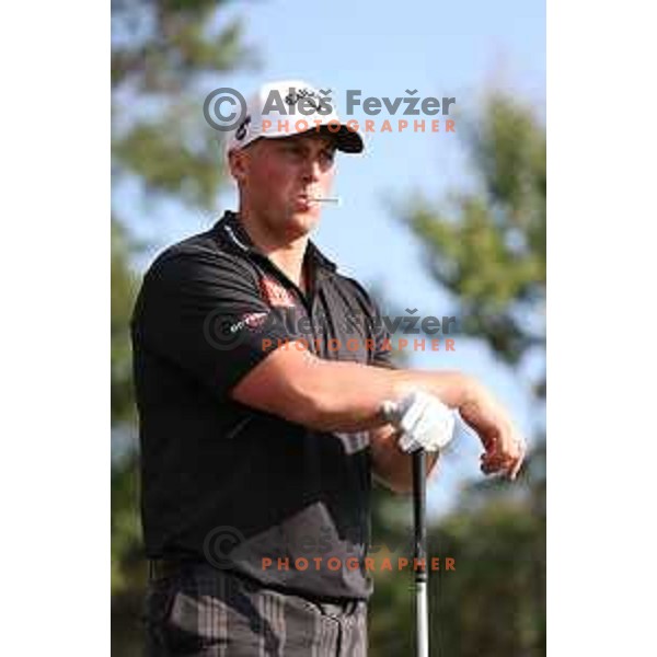 Joe Miller of England, winner of Long Driver European Tour event with 395 yards long tee shot at Arboretum golf Course, Rudnik pri Radomljah, Slovenia on July 5, 2014