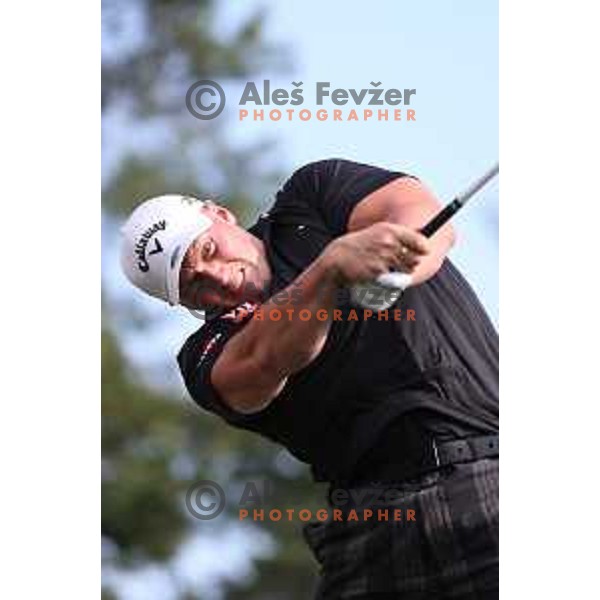 Joe Miller of England, winner of Long Driver European Tour event with 395 yards long tee shot at Arboretum golf Course, Rudnik pri Radomljah, Slovenia on July 5, 2014