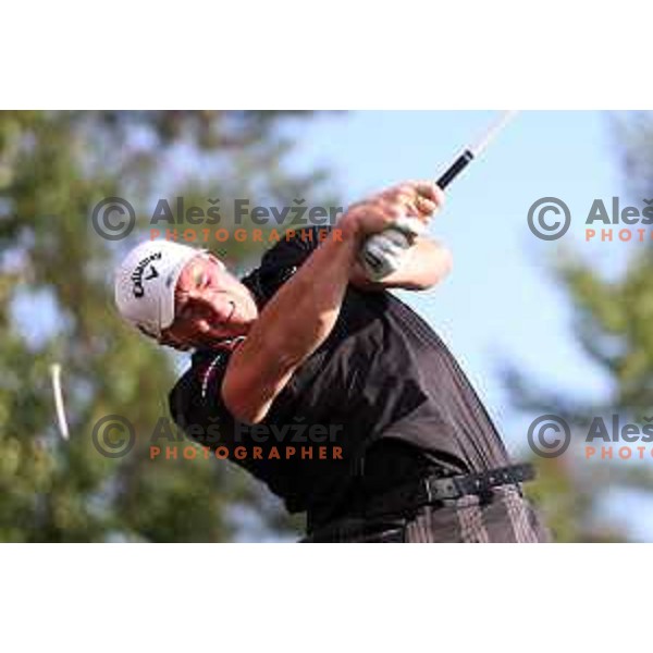 Joe Miller of England, winner of Long Driver European Tour event with 395 yards long tee shot at Arboretum golf Course, Rudnik pri Radomljah, Slovenia on July 5, 2014