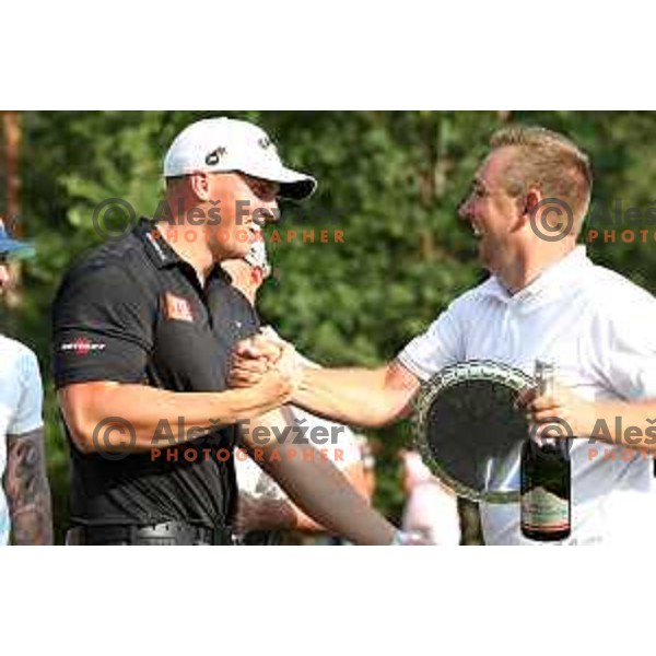 Joe Miller of England, winner of Long Driver European Tour event with 395 yards long tee shot at Arboretum golf Course, Rudnik pri Radomljah, Slovenia on July 5, 2014
