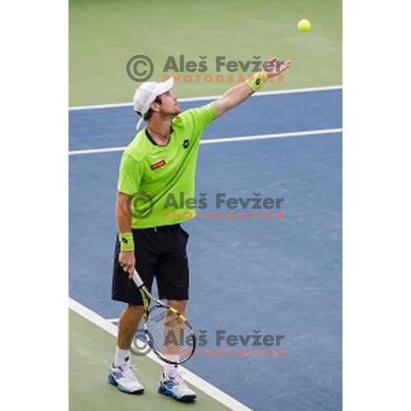 Blaz Kavcic of Slovenia in action during second round of Tilia Slovenia Open-ATP Challenger Tour, played in SRC Marina, Portoroz, Slovenia, on July 10, 2014