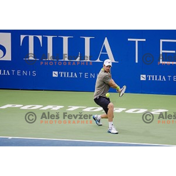 Blaz Kavcic of Slovenia in action during second round of Tilia Slovenia Open-ATP Challenger Tour, played in SRC Marina, Portoroz, Slovenia, on July 10, 2014