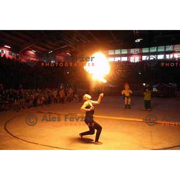 Katja Kobentar performs at presentation of Stanley Cup to slovenian fans in Podmezakla Hall, Jesenice on July 13, 2014