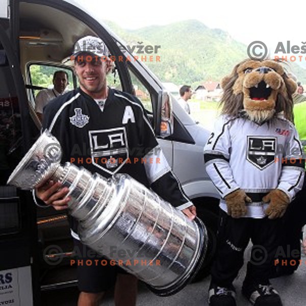 NHL star Anze Kopitar of LA Kings at presentation of Stanley Cup to slovenian fans in Podmezakla Hall, Jesenice on July 13, 2014