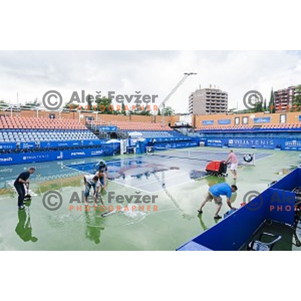 Preparations before final match of Tilia Slovenia Open-ATP Challenger Tour, played in SRC Marina, Portoroz, Slovenia, on July 13, 2014