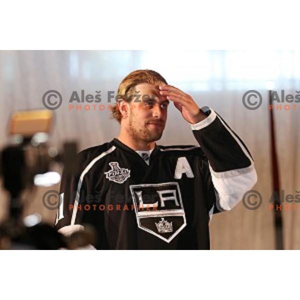 NHL star Anze Kopitar of LA Kings at presentation of Stanley Cup to slovenian fans in Podmezakla Hall, Jesenice on July 13, 2014