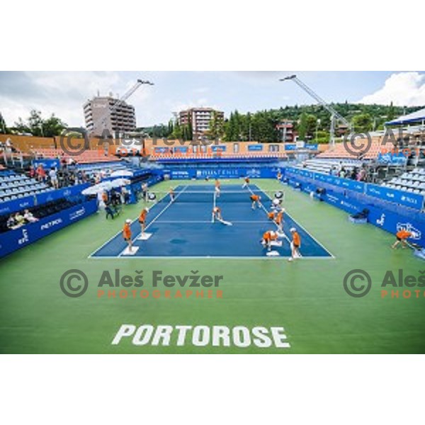 Preparations before final match of Tilia Slovenia Open-ATP Challenger Tour, played in SRC Marina, Portoroz, Slovenia, on July 13, 2014