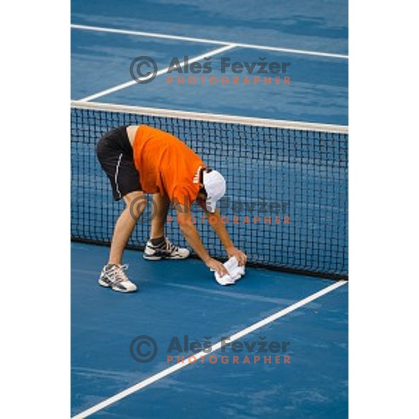 Preparations before final match of Tilia Slovenia Open-ATP Challenger Tour, played in SRC Marina, Portoroz, Slovenia, on July 13, 2014